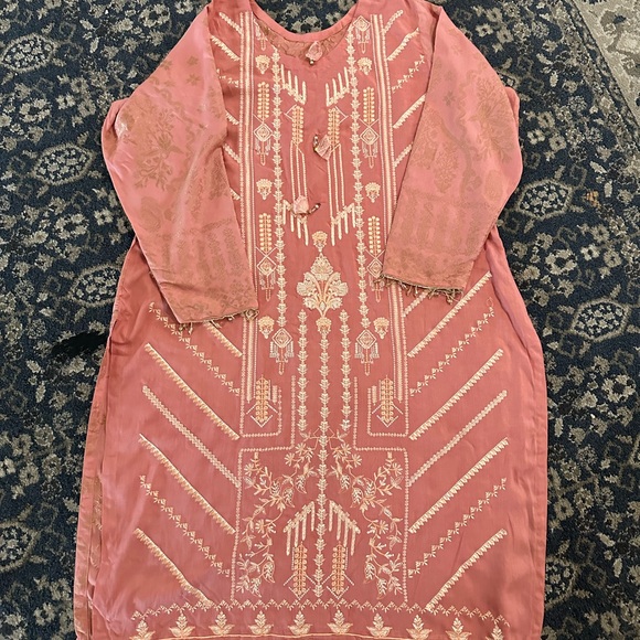 New 2 piece linen winter Pakistani embroidered dress salwar kameez - Picture 6 of 7